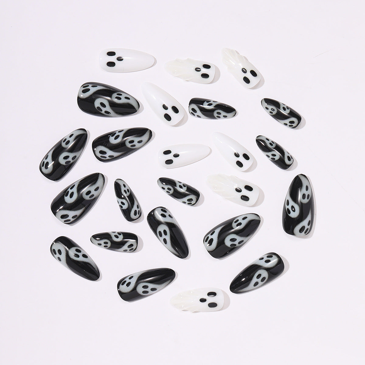 Wholesale 24 Pieces/  box Black and white  ghost Nails Kits Nail Stickers
