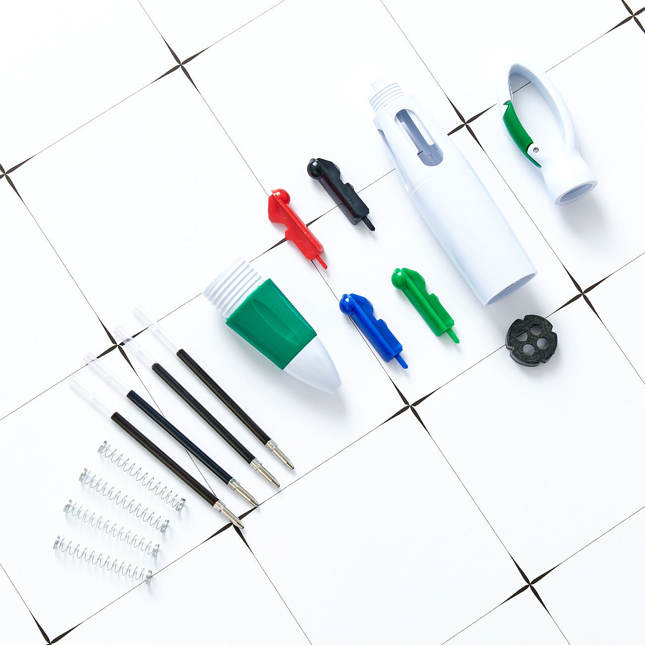 Wholesale four color custom plastic ballpoint pen portable pocket pen