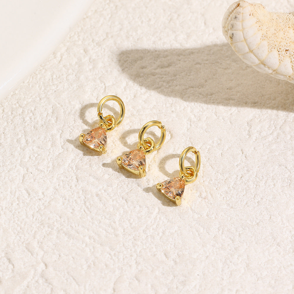 Wholesale Geometric triangle colored zircon small pendant