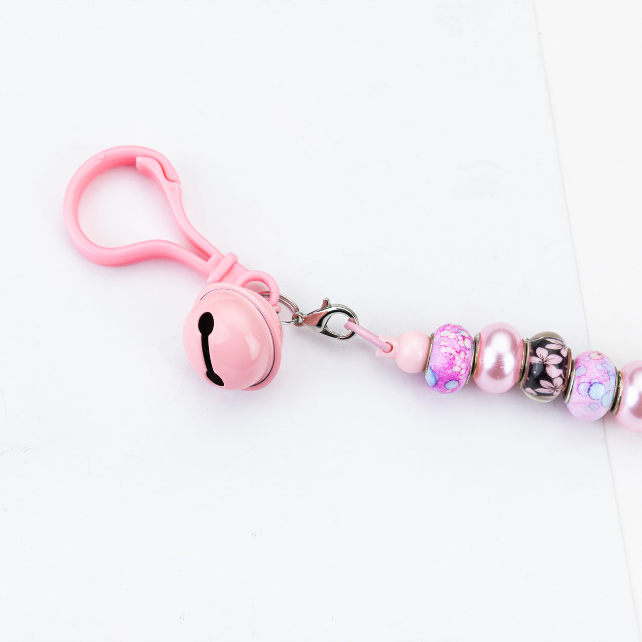 Wholesale DIY Beaded Bell Keychain Candy Color Plastic Keychain
