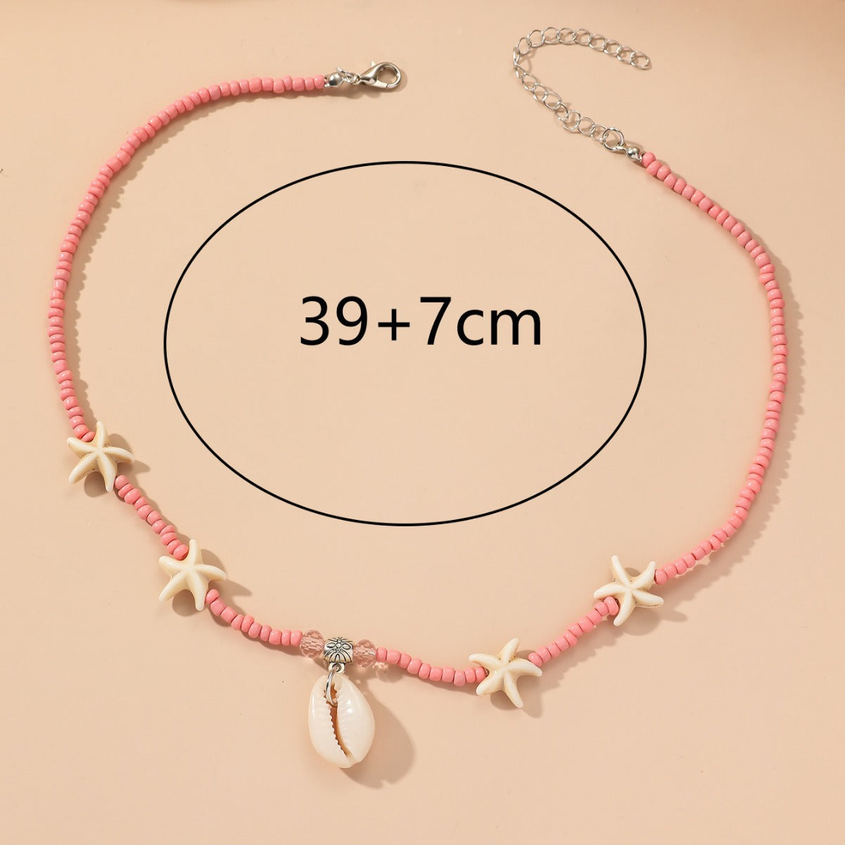 Wholesale Summer Bohemian Resort Style Shell Pendant Turquoise Starfish Rice Bead Necklace ACC-NE-Linlu002