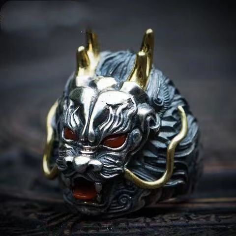 Wholesale Vintage Dragon Head Open Alloy Adjustable Ring