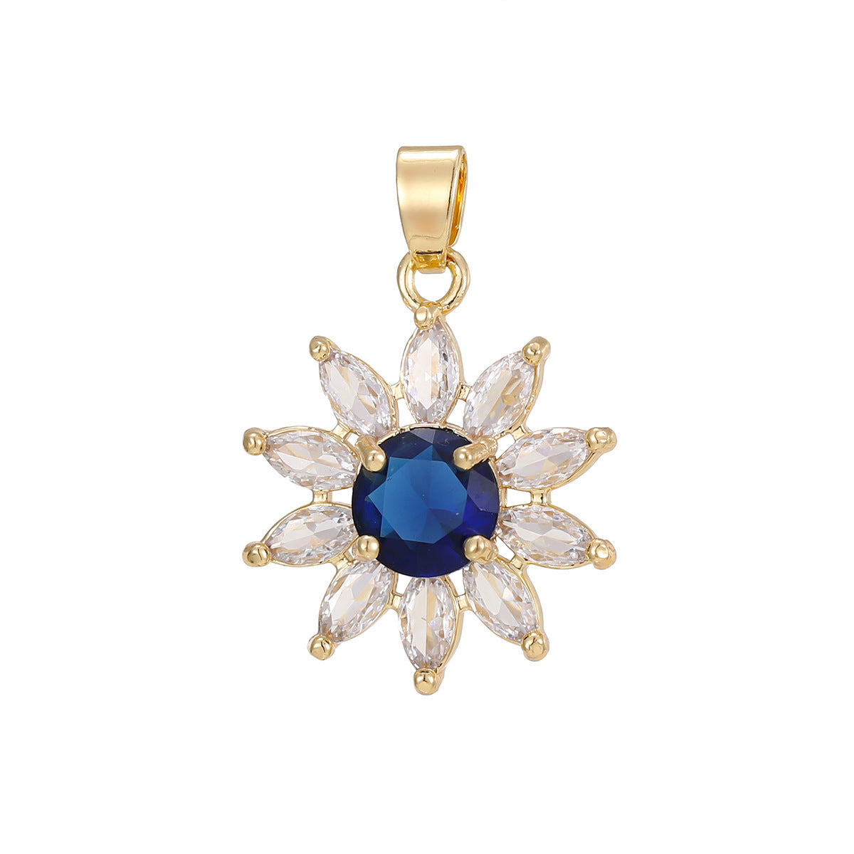Wholesale Copper Zircon Sunflower Pendant Necklace,  TrendyChic Sunflower Design,  Ideal for Boutique Resale or Everyday Layering Jewelry