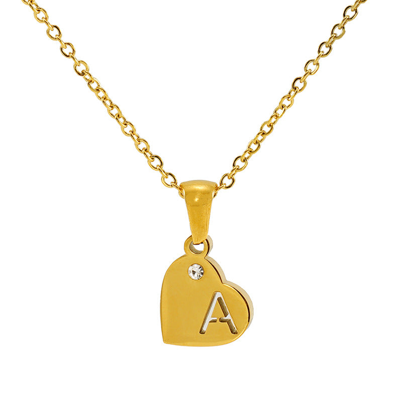 Wholesale Diamond Heart Letter Necklace ACC-NE-ZhongYao005