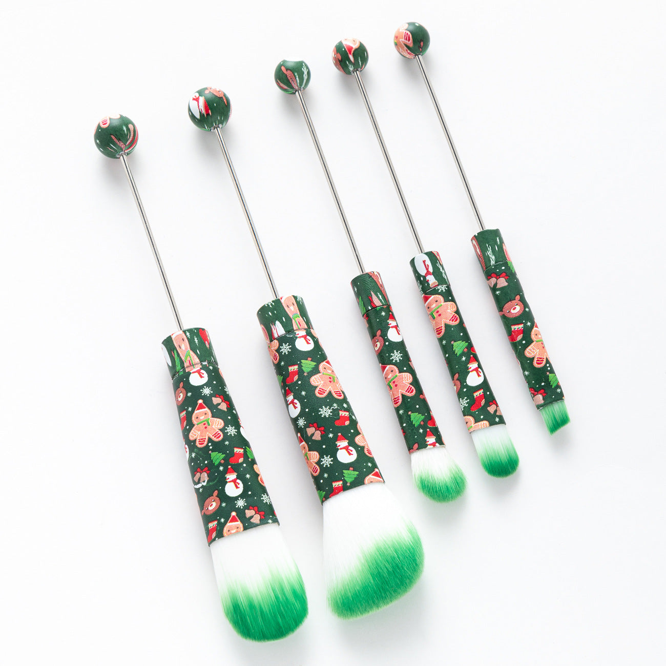 Wholesale Beadable 5 Pcs/set Christmas Halloween Printed DIY Beaded Makeup Brush ACC-MB-HuaH004