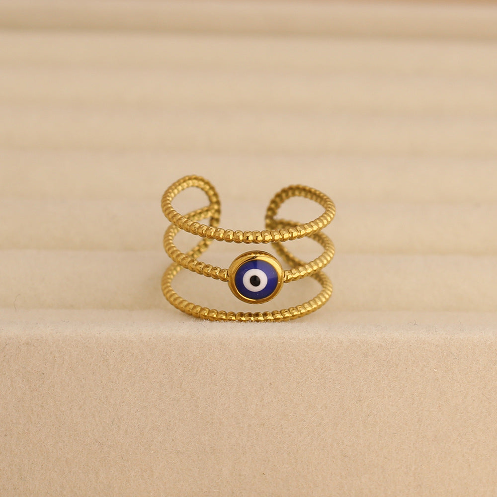 Wholesale Stainless Steel Electroplated Open Adjustable Ring with Starfish Design Women' s Fashion Accessory Gift