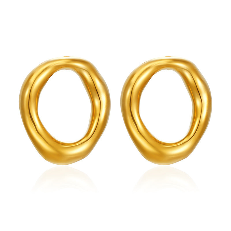 Wholesale Geometric hollow oval earrings stainless steel stud earrings