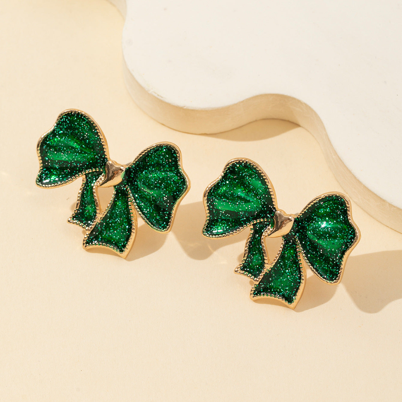 Wholesale Christmas Bow Oil Drop Earrings