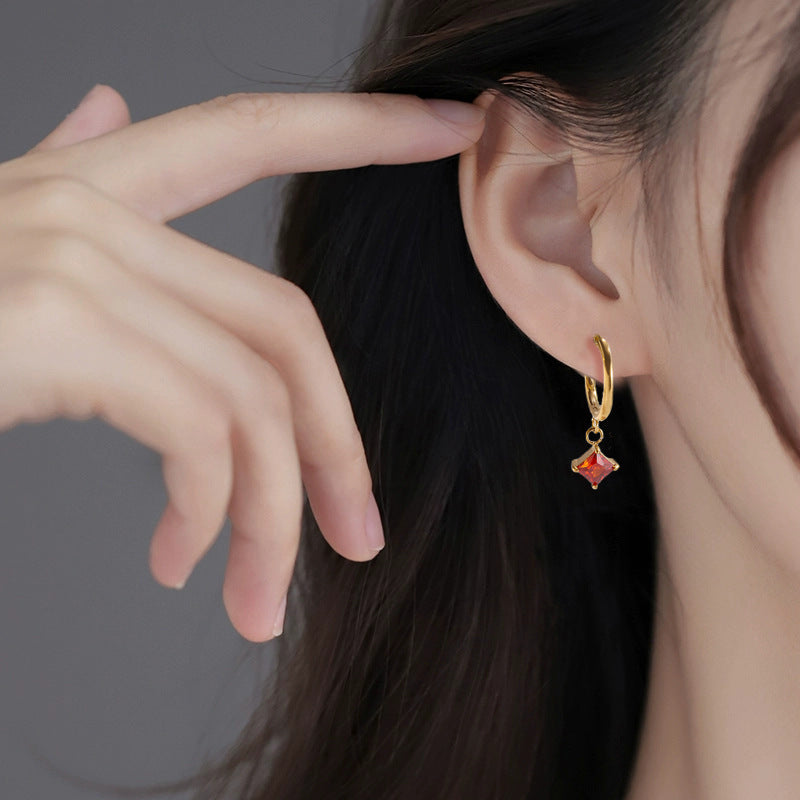 Wholesale 2PCS Steel-titanium colored zircon earrings