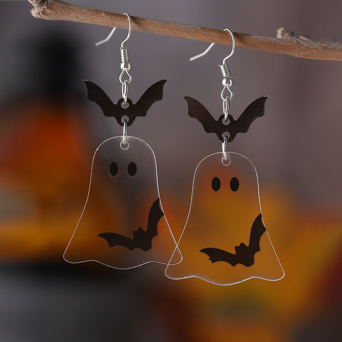 Wholesale  Halloween Bat Ghost Splicing Pendant Acrylic Earrings