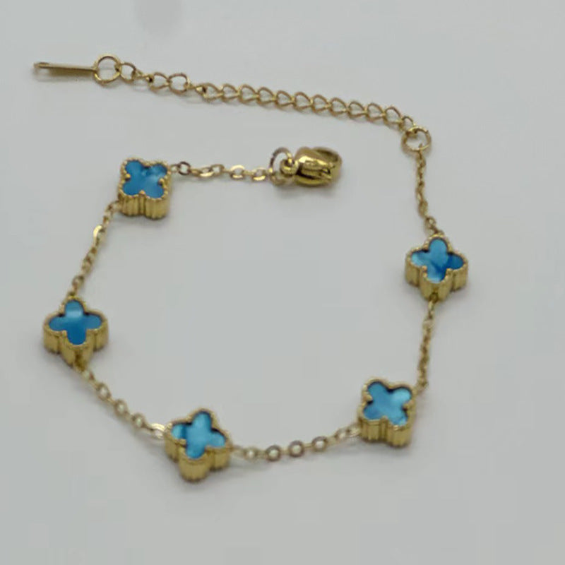 Wholesale Gold Plated Stainless Steel Four Leaf Clover Bracelet Fashion Jewelry for Women