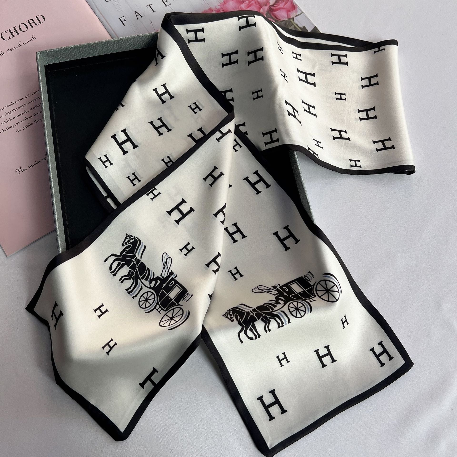 Wholesale  Narrow Silk f Long Retro Silk Scarf