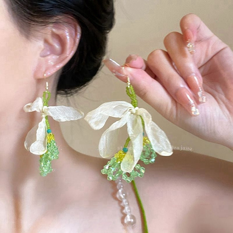 Wholesale Flower Tassel Pendant Earrings