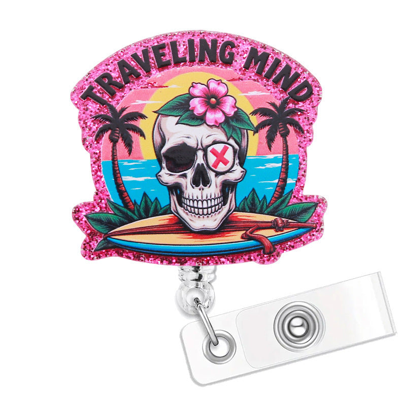 Wholesale  Badge Reel with Retractable Clip,  Acrylic ID Badge Holder with Crocodile Clip,  Boutique Gift Accessory