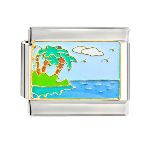 Wholesale talian Charm Starter Bracelets DIY square Single Section Creative Stainless Steel Composable Bracelet