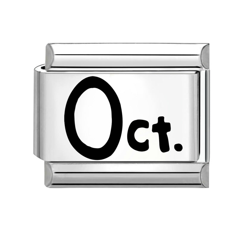 Wholesale Italian Calendar-Themed DIY Modular Bracelet Black White Stainless Steel for Jewelry Accessory Everyday Wear