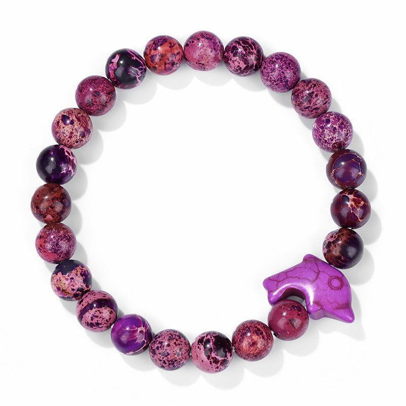 Wholesale Natural Stone Beads Dolphin Bracelet ACC-BT-YinYi007