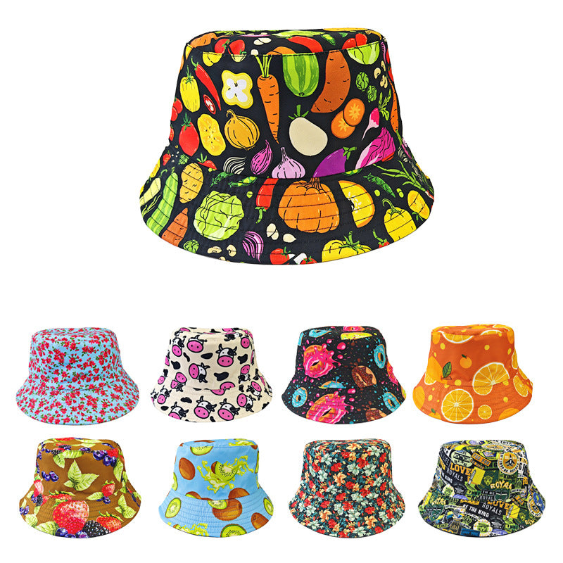Wholesale Pastoral Print Reversible Bucket Hat,  Wide Brim Sun Protection Fashion Accessory for Outdoor,  Gift Boutique Resale