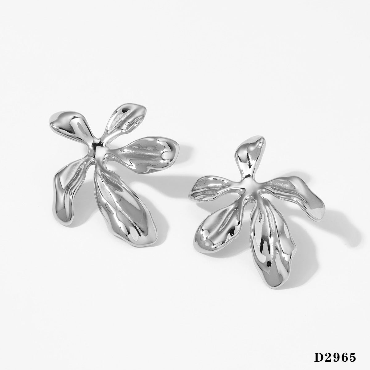 Wholesale 316 stainless steel irregular flower earrings