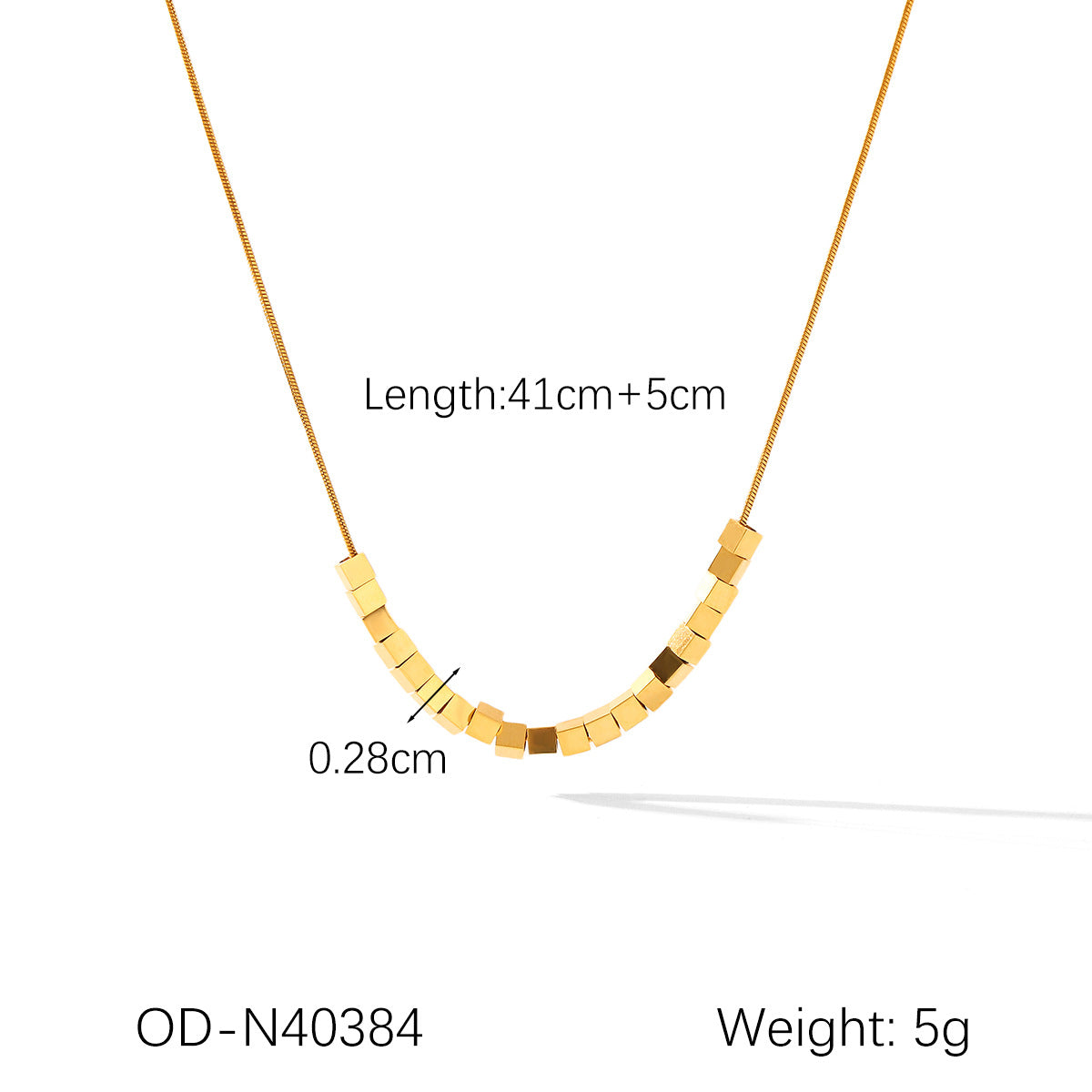 Wholesale stainless steel 18K gold small square transport necklace