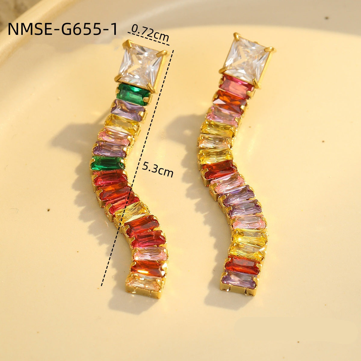 Wholesale  stainless steel  zircon tassel 18K earrings