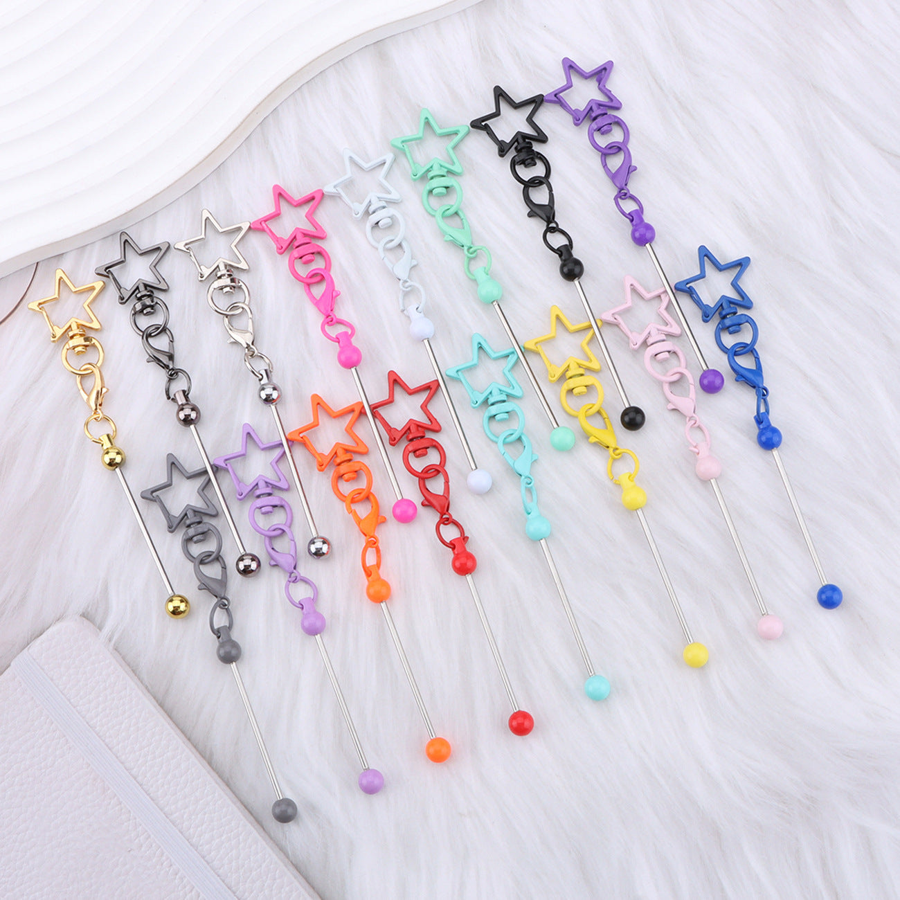 Wholesale Creative DIY  Five-Pointed Beadable  Keychain