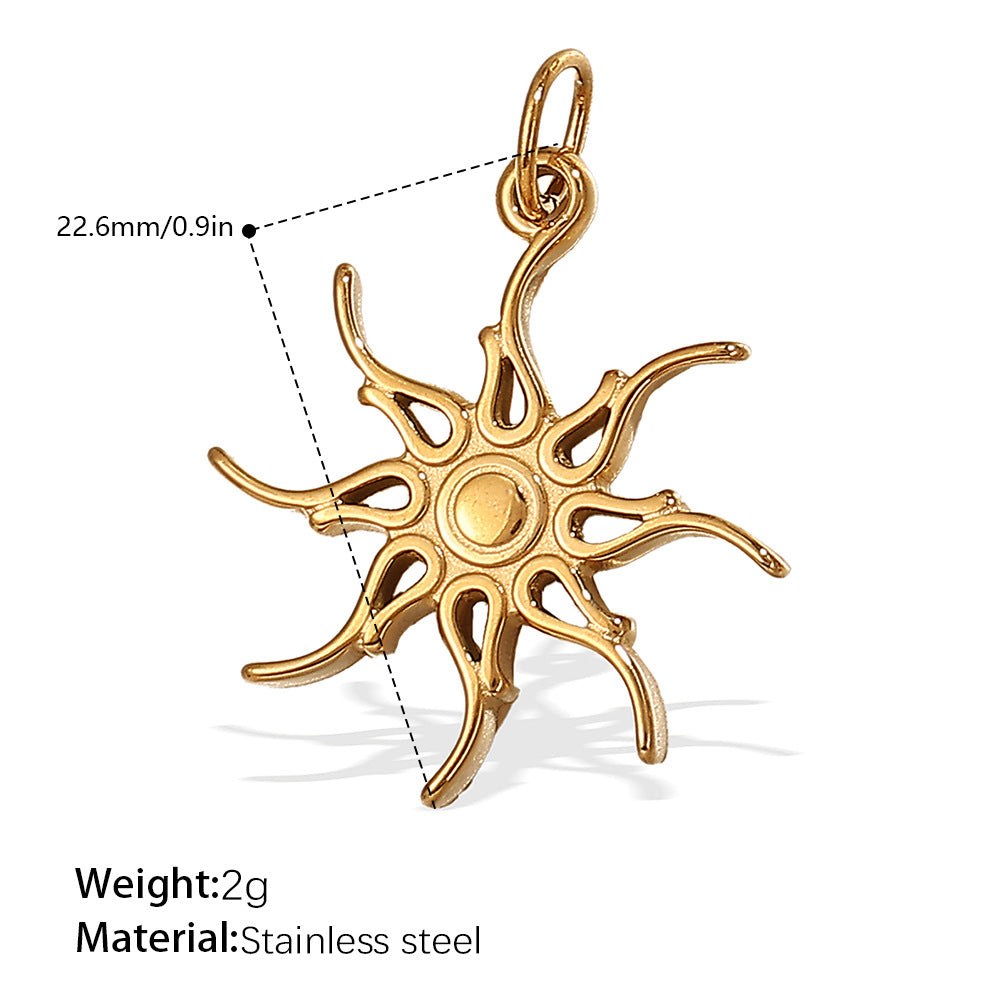 Wholesale wind hot sun moon stainless steel plated 18K gold Charms