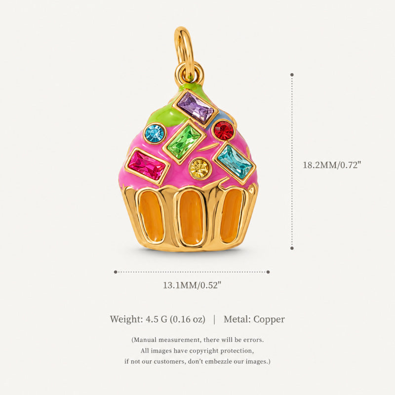 Wholesale Trendy Korean Style Fruit Dessert Pendant Charms Donut Pizza Cake Design Plated Copper DIY Jewelry Accessory For Bracelet Necklace Making Gift Boutique Resale