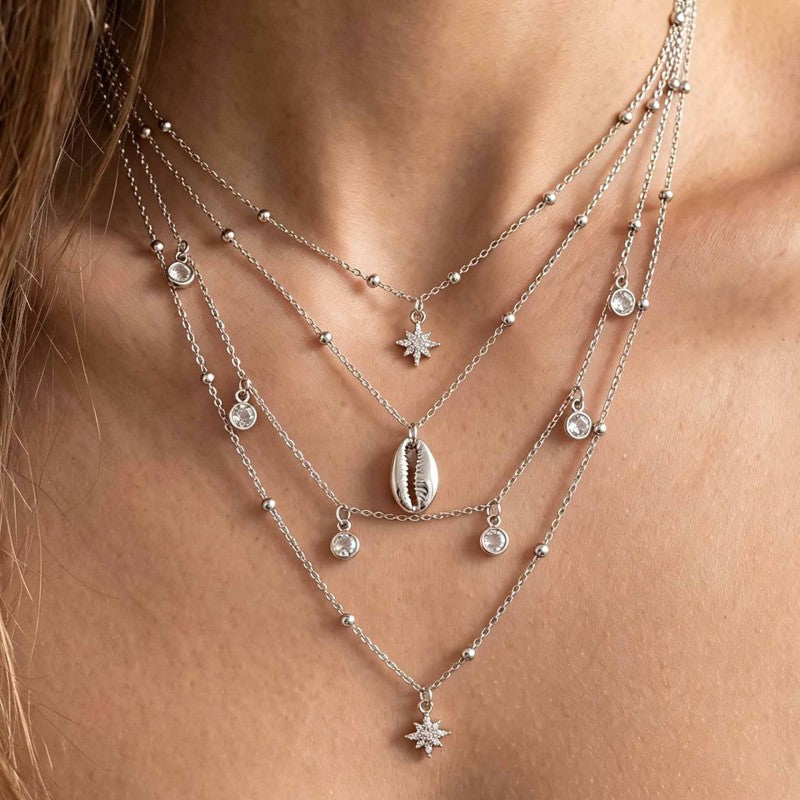 Wholesale Gold Alloy Vintage Vacation Layered Tassel Necklace Choker Collarbone Chain Everyday Fashion Jewelry Gift