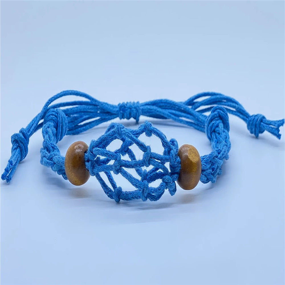 Wholesale Natural Stone Mesh Bag Woven Bracelet Adjustable Mesh Bag ACC-BT-Nius001