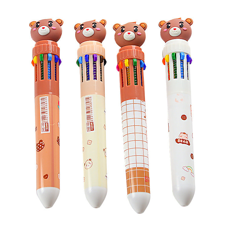 Wholesale Creative Bear Press ten color ballpoint pen