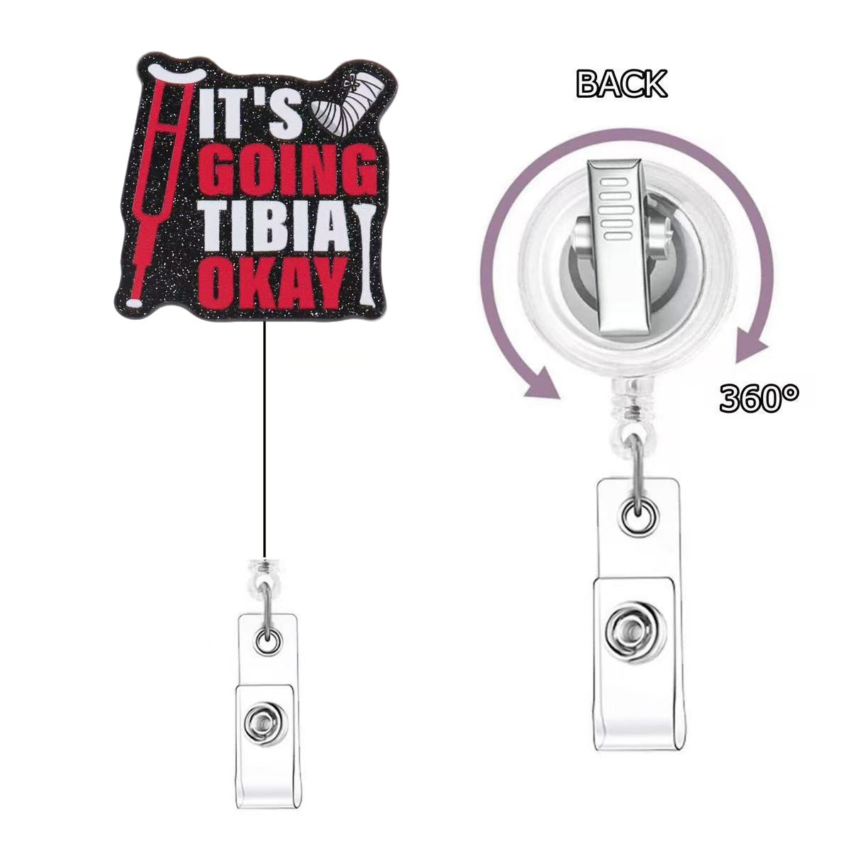 Wholesale acrylic rotating badge scroll clip Badge Reels