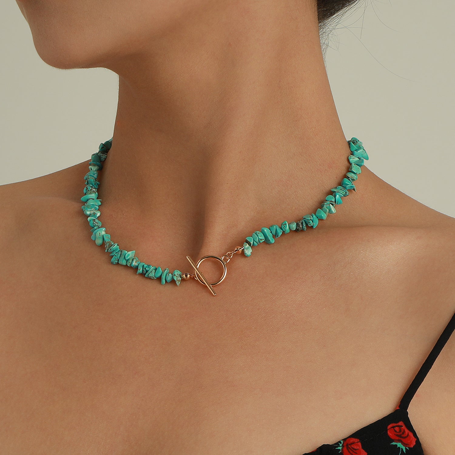 Wholesale Trendy Green Turquoise Irregular Pearl Necklace Alloy Jewelry Accessory