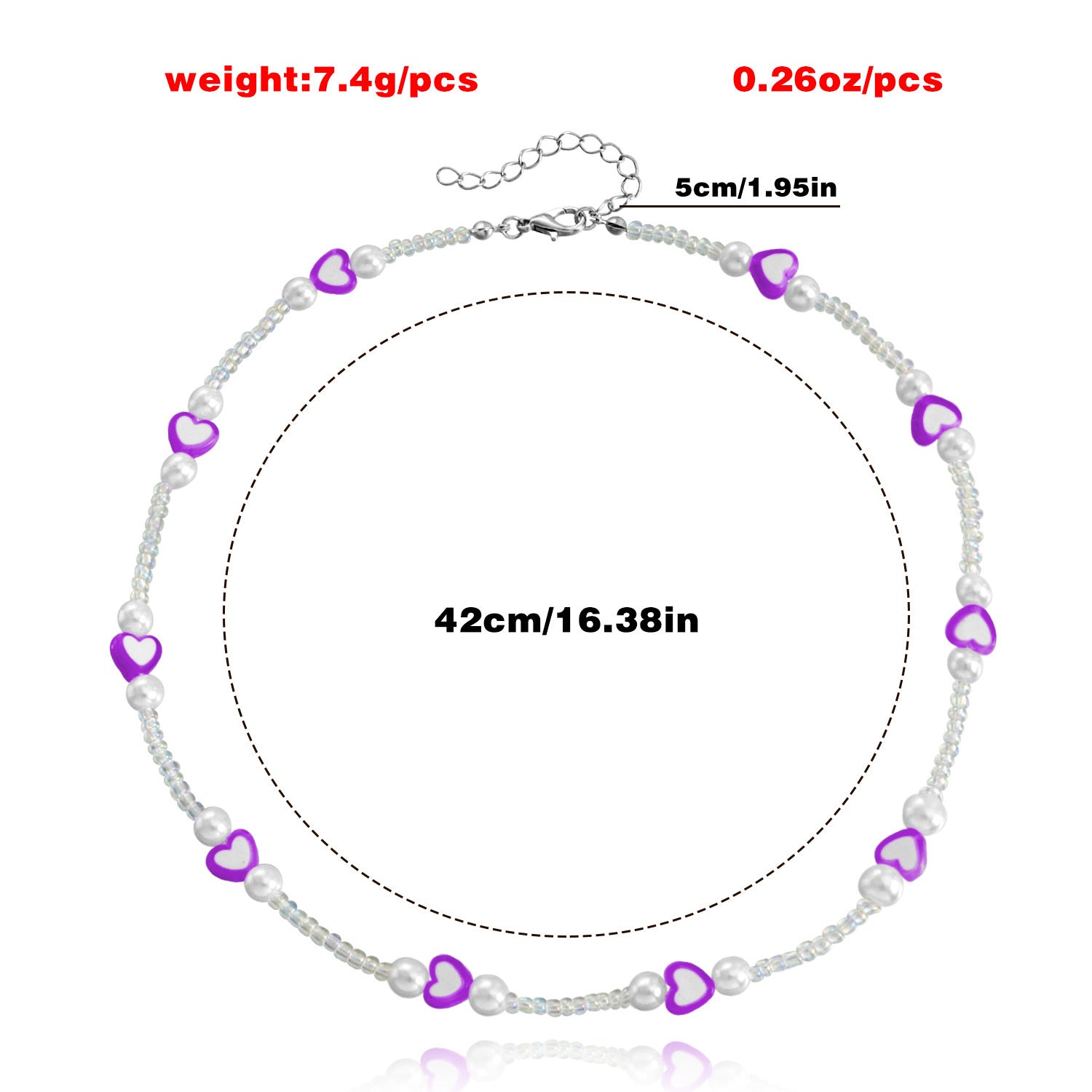 Wholesale  Bohemian Color Love Transparent Rice Bead Necklace