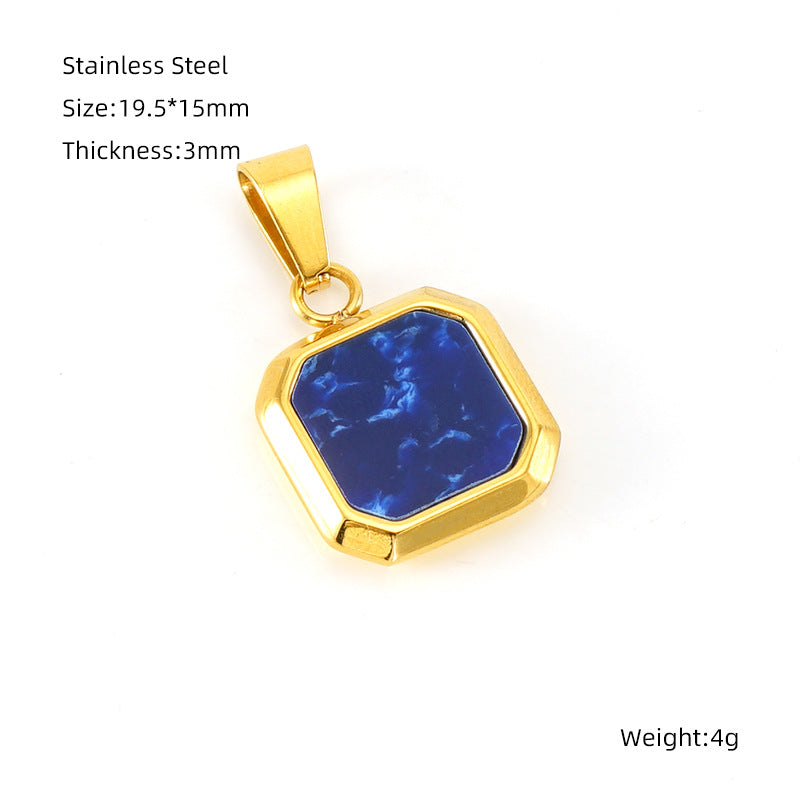 Wholesale Cross-border European and American stainless steel geometric square pendant niche design sense light luxury old money style titanium steel High sense jewelry