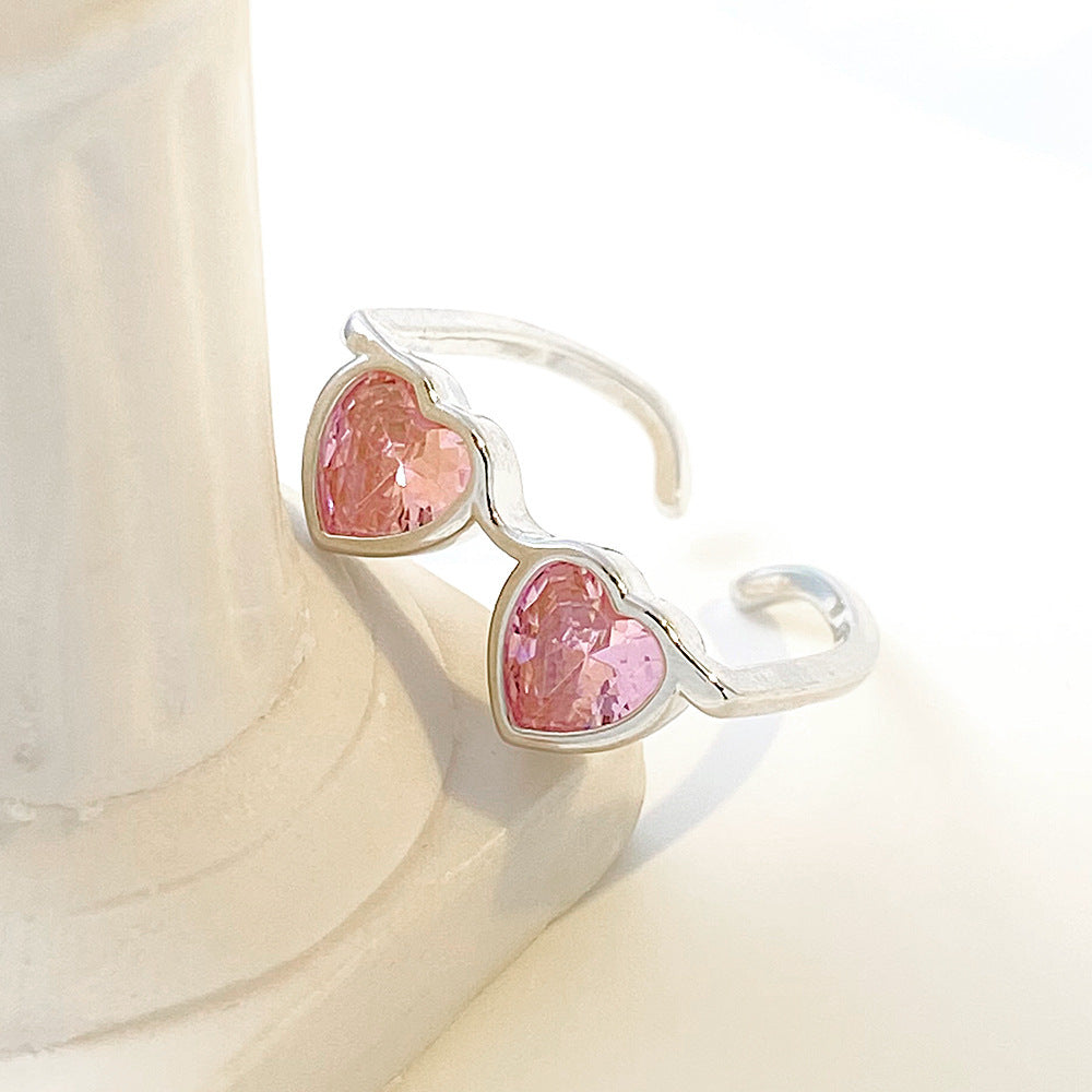 Wholesale Pink Heart-Shaped Glasses Ring