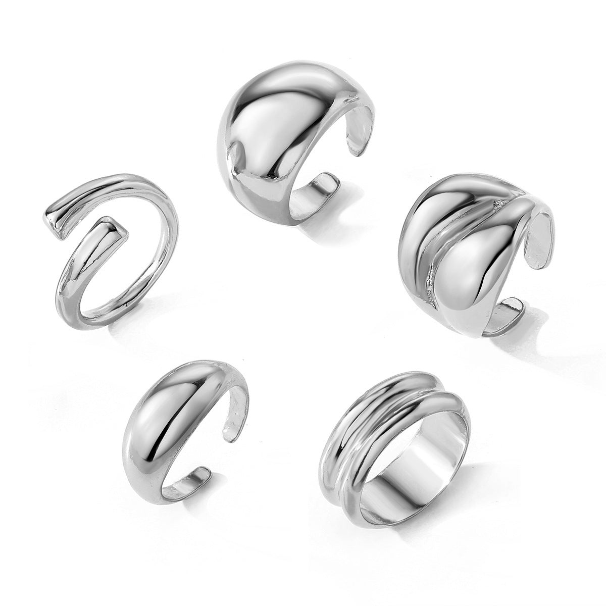 Wholesale  geometric UV plating  material spherical 4-piece set of irregular ring