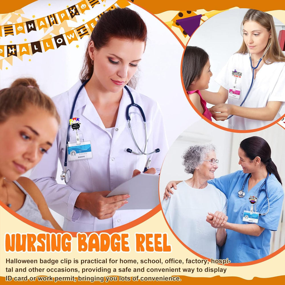 Wholesale Halloween Acrylic Printed Pumpkin Bat Easy Pull Badge Reels Keychains ACC-KC-XinDing006