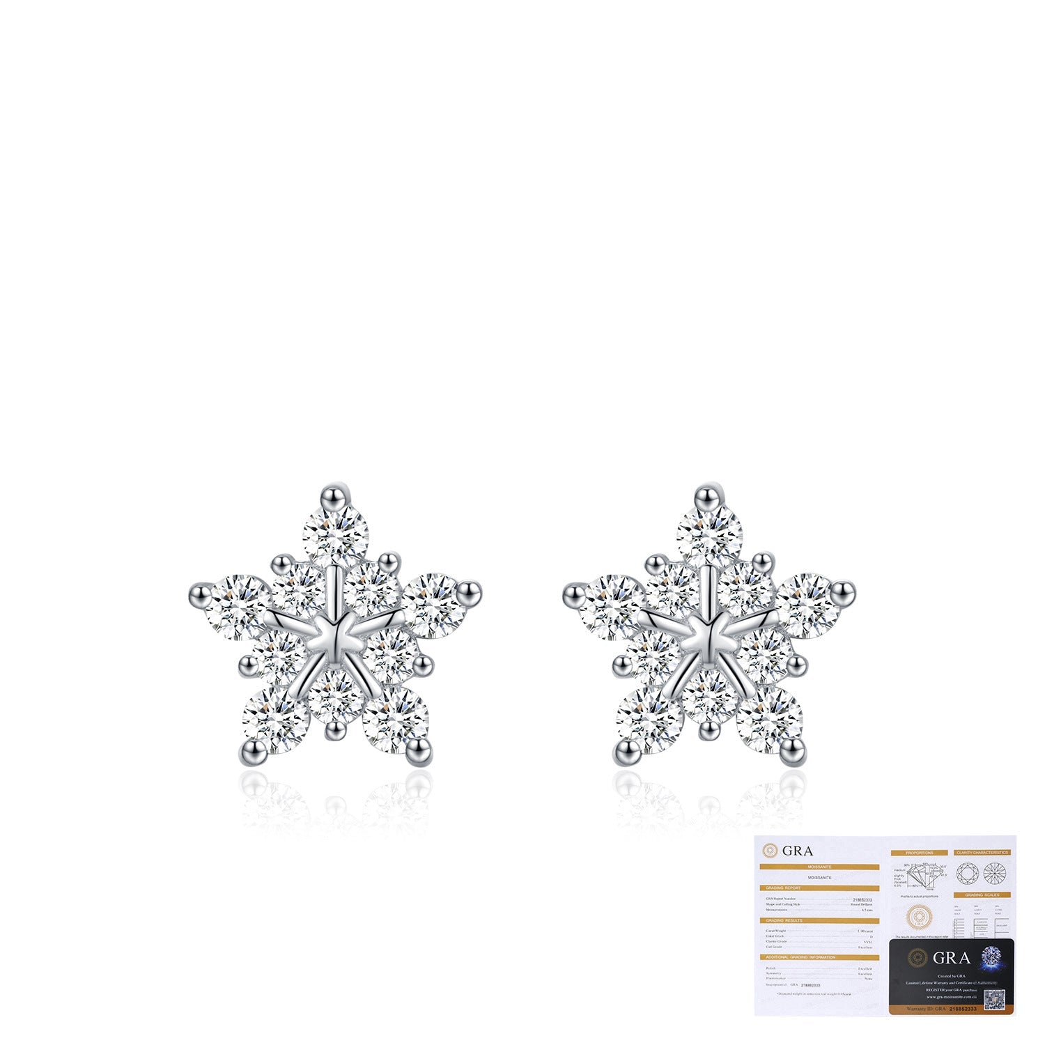 Wholesale  S925 Silver D Color Mosan Diamond Fashion Light Luxury Girly Christmas Snowflake Earrings