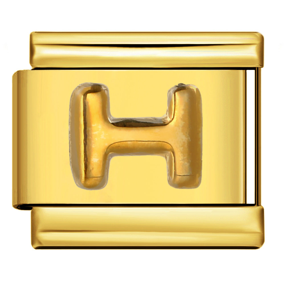 Wholesale Italian Charm Bracelet 9mm DIY Splicing Removable Raised Letters Stainless Steel Composable Bracelet