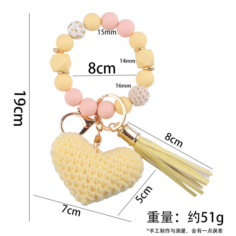 Wholesale Cartoon Wool Love Bracelet Keychain