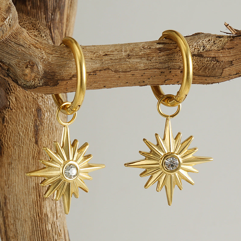 Wholesale 18K Titanium Steel Sunflower Earrings