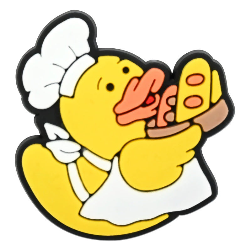 Wholesale Random 100pcs Cute Little Yellow Duck  PVC Soft Rubber Shoe Buckle Decoration