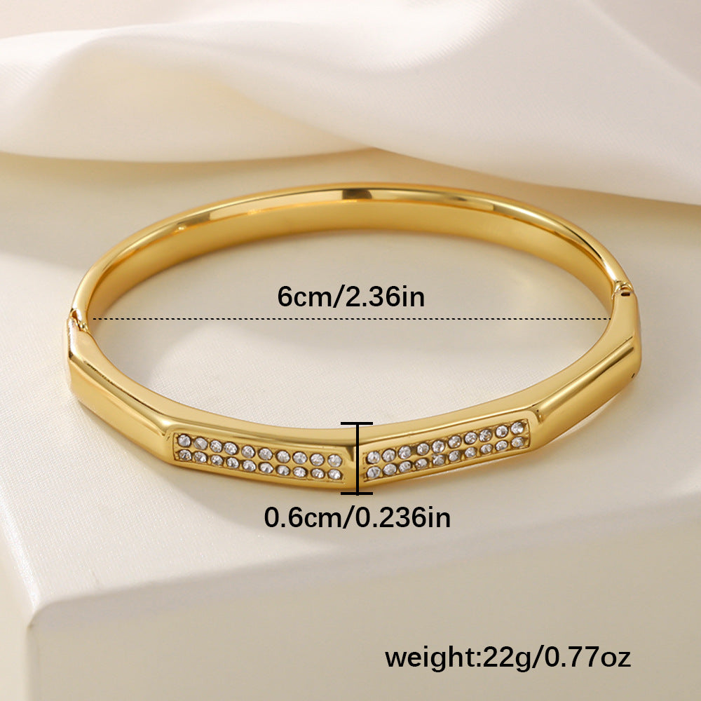 Wholesale Stainless Steel Geometric Faceted Bracelet For Women Gold Tone Party Jewelry Accessory