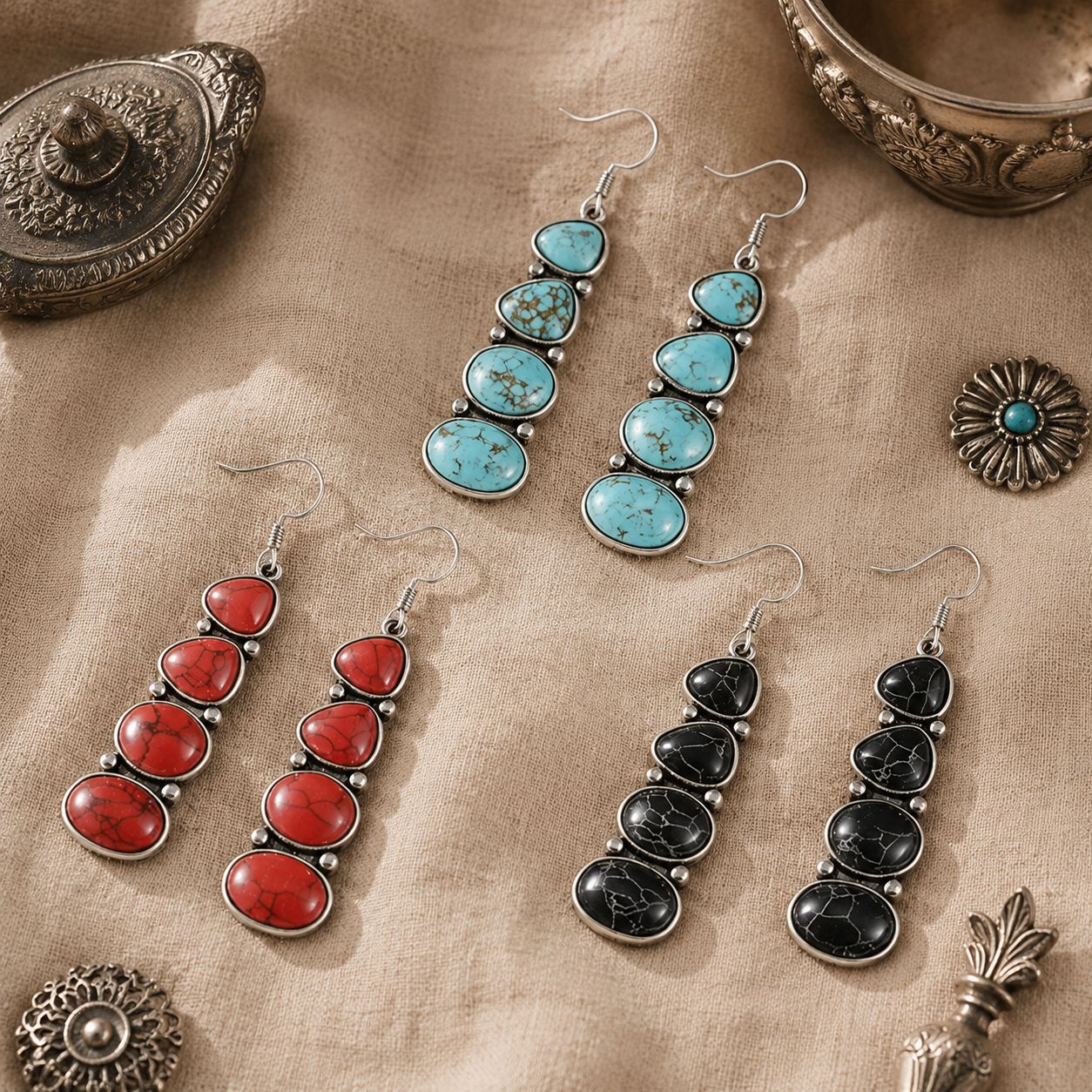 Wholesale Bohemian Vintage Tassel Earrings Geometric Zinc Alloy Electroplated Party Wear Jewelry