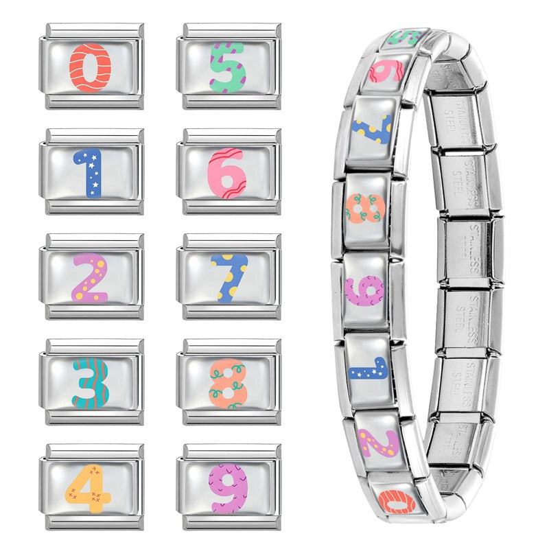 Wholesale Italian Striped Spot Creative DIY Module Bracelet Stainless Steel Jewelry Accessory Boutique Resale