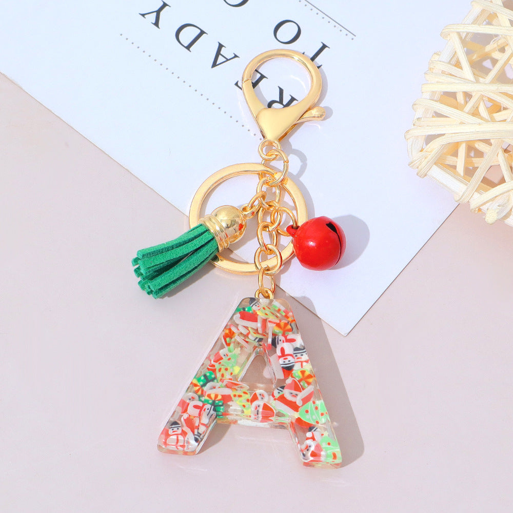 Wholesale Resin English Letter Keychain with Tassel Festive Holiday Party Bag Charm