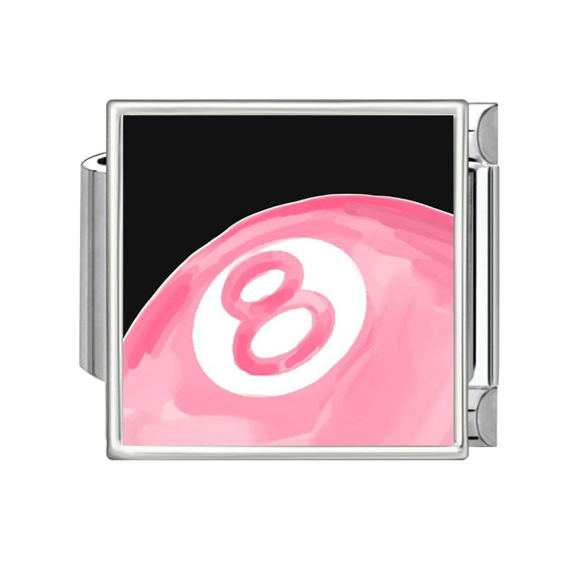 Wholesale Italian Style DIY Pink Heart Pet Car Theme Stainless Steel Bracelet Jewelry Accessory