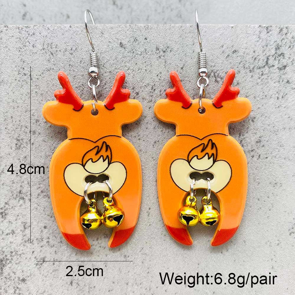 Wholesale Christmas Earrings Snowflake Elk Bell Christmas Dwarf Acrylic Double-Sided Printing Earrings