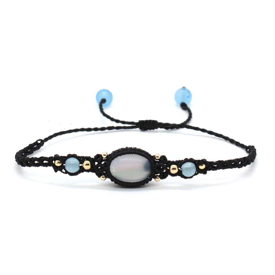 Wholesale Stylish Amethyst Oval Braided Stretch Bracelet For Women Adjustable Everyday Jewelry Accessory Ideal For Boutique Resale